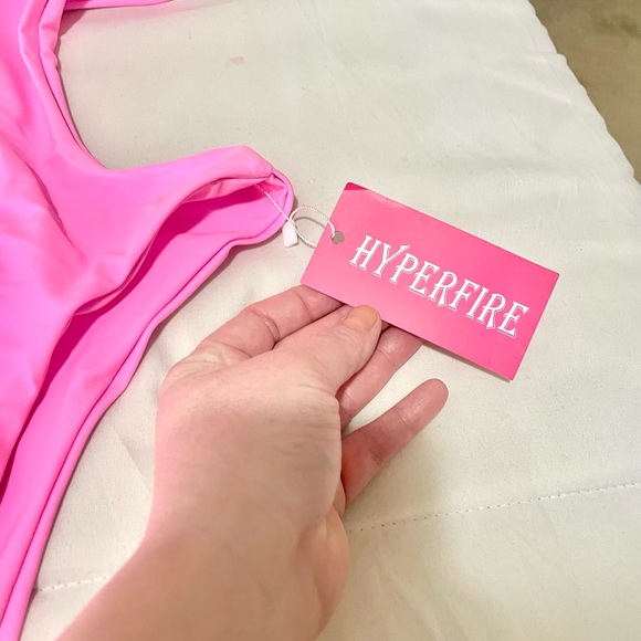 HYPERFIRE Pink Sexy Criss Cross One Piece Swimsuit - Picture 6 of 8